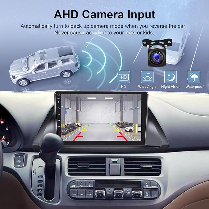4Core 2G+64G Android Car Radio for Honda Odyssey 2005-2010, Rimoody Car Stereo Wireless Carplay Android auto 10.1 Inch Touch Screen GPS WiFi EQ Mirror Link Bluetooth FM Backup Camera