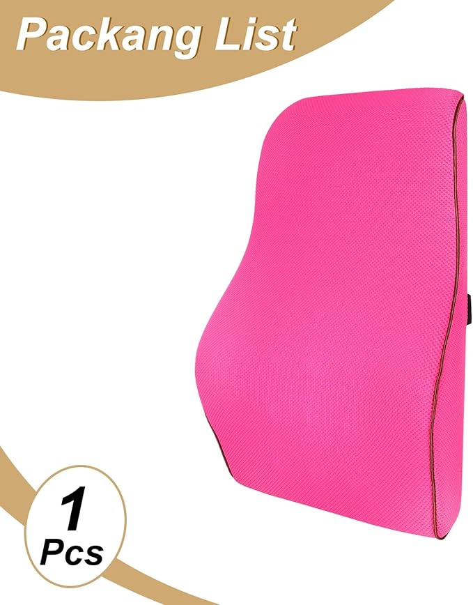 HARFINGTON Lumbar Support Pillow Memory Foam Gaming Office Chair Desk Ergonomic Back Cushion for Home Office Car Seat, Rose Red