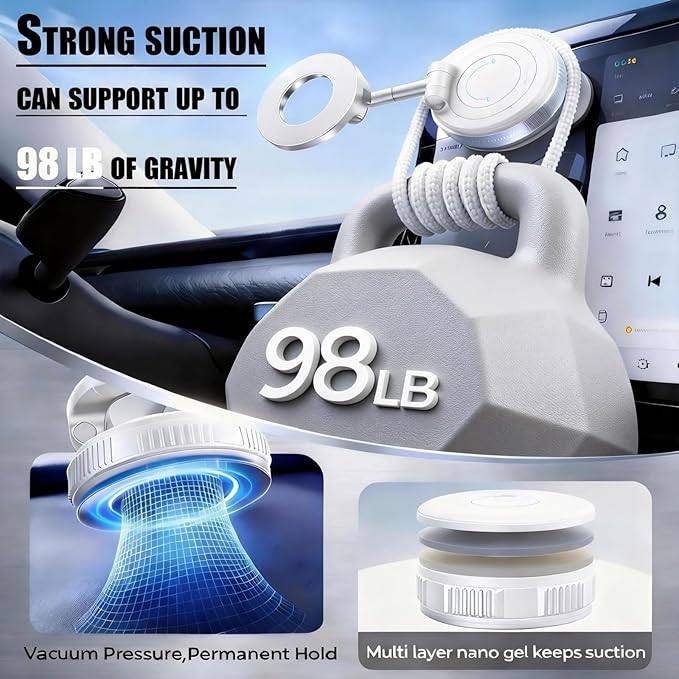Car Phone Holder 2026 Upgraded, 360° Adjustable Magsafe Car Mount Holder[98 LBS Strongest Suction] Dashboard Windshield Vacuum Magnetic Phone Holder for Your Car fit iPhone & Android