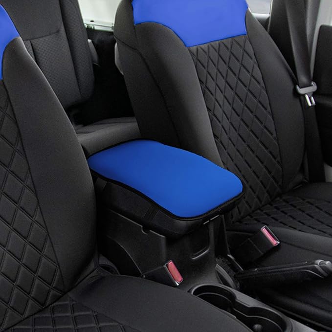 FH Group Neosupreme Blue Flat Pattern Center Console Pad – Water-Resistant Armrest Cover Protector for Cars, SUVs & Trucks