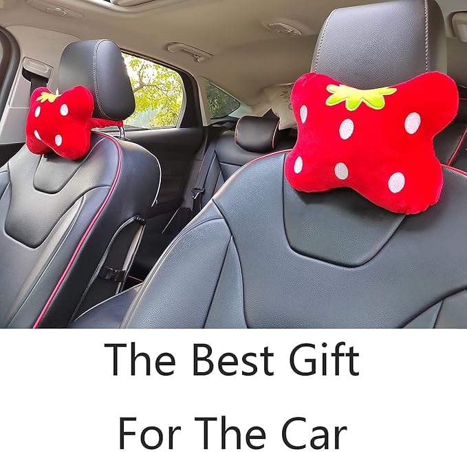 Sexysamba Car Headrest Pillow,Cartoon Neck Pillow for Car,Comfortable Soft Car Seat Pillow for Driving,Head Rest Cushion,Cute Neck Pillow for Travelling and Home 2Pcs (Red)