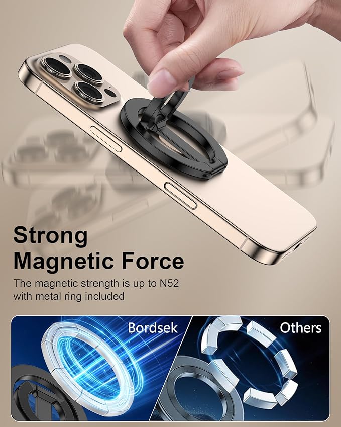 MagSafe Phone Grip Holder Dual-Sided Magnetic Finger Ring Adjustable Kickstand Loop for iPhone 17/16 Pro Max/15 Plus/14 Pro/13 Mini/12, Samsung, Magnet Phone Stand Grip Compatible with Mag Car Mounts