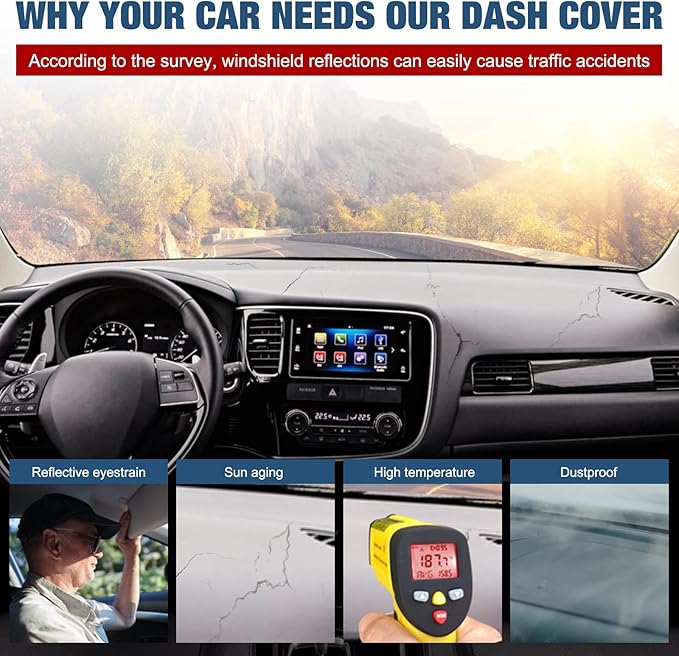 Dashboard Dash Cover Mat Carpet Compatible with 2011-2016 Chrysler Town & Country;2011-2020 Dodge Grand Caravan