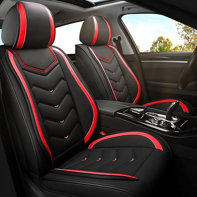 Car Seat Covers for Lexus ES 350 2007-2026, Premium Nappa Leather Car Seat Cover, Stylish Sport Seat Covers， Automobile Seat Cover Sets.(Standard 2 Seats/Black Red)