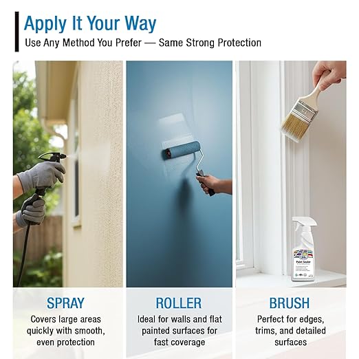 Rain Guard Paint Sealer Spray 16 oz | Ready to Use | Protects Painted Concrete, Wood, Stone | Silane/Siloxane Acrylic Waterproofer | UV Resistant | Fast Drying | Semi-Satin Finish