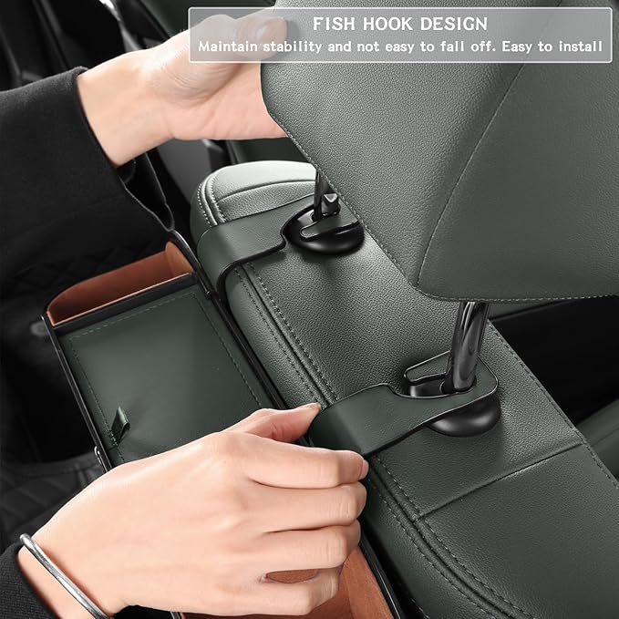 HOLDCY Car Back Seat Organizer with 2 Drink Cup Holder - Tissue Box and Storage Box Hook - Multi-functional Storage - Great for Kids and Travel (Green)
