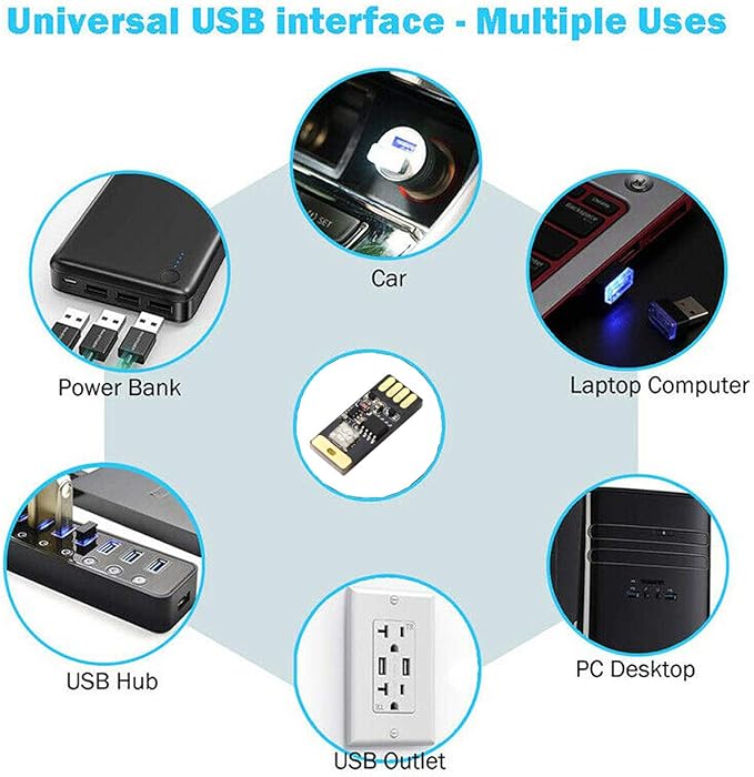 ICBEAMER USB RGB Multi-Color LED Night Light 1-Pack | Voice Control + 1 Touch Color Change, Universal Plug-in Miniature LED for Car Interior and Trunk Ambient Atmosphere