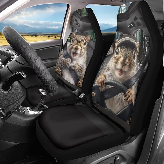 Funny Hamster Car Seat Cover Front Seats Only,Anti-Slip Driver Seat Cover Lightweight Vehicle Cushion Seat Cover Set for SUV Sedan Trucks Vans