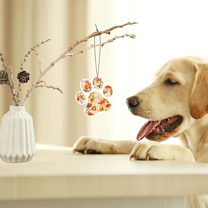 Tallew 12 Pack Car Air Freshener Dog Paw Shape Hanging Pet Lovers Funny Cute Spring Car Scents Air Freshener Rearview Mirror Pendant Cute Pet Odor Eliminating, Mixed Scents