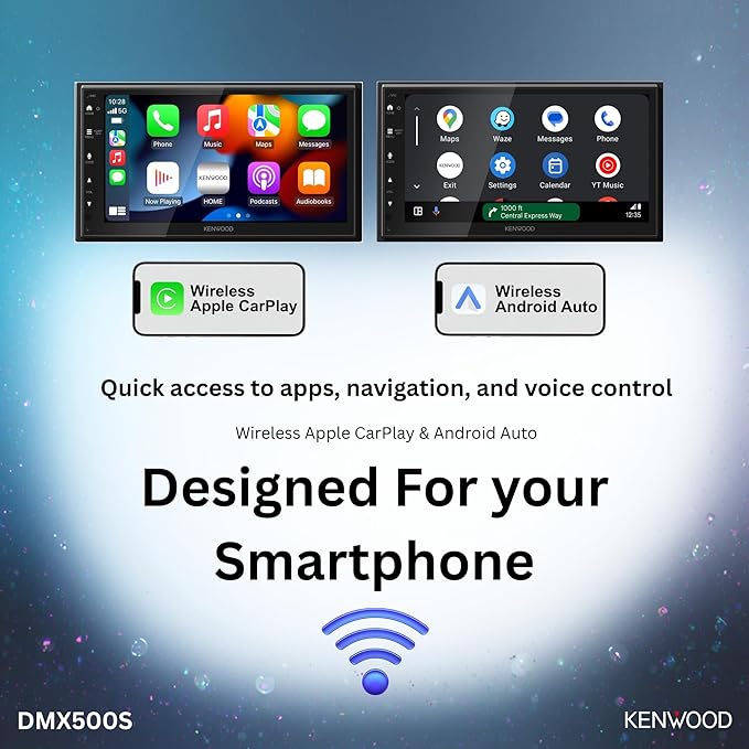 KENWOOD DMX500S 6.8" Capacitive Touchscreen Digital Multimedia Receiver – Wireless Apple CarPlay, Android Auto, Bluetooth