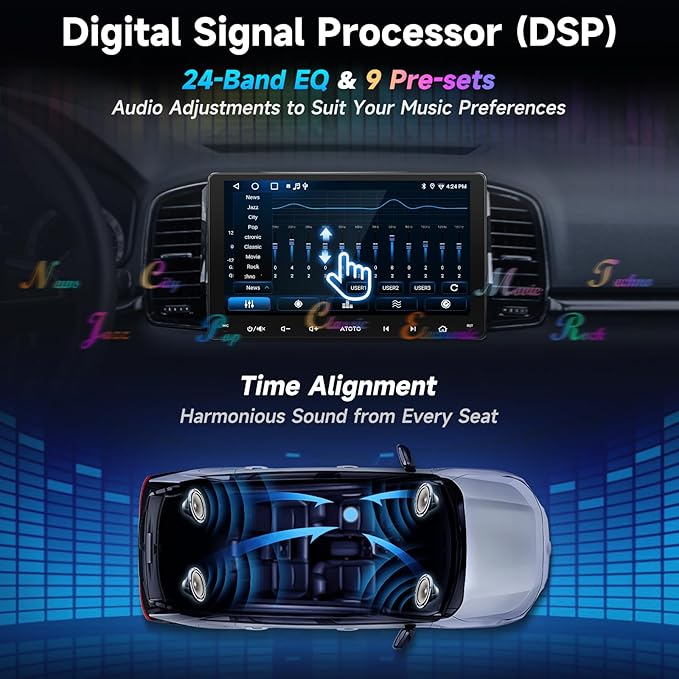 ATOTOZONE 9" Android Double-DIN Car Stereo with 1080P Dashcam & Backup Camera, Wireless CarPlay Android Auto, WiFi/USB Tethering, GPS Track, EQ/Bluetooth/FM/AM, LRV, ChatGPT, OTA Upgrade