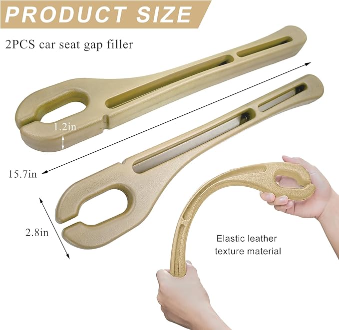 2 PCS Car Seat Gap Filler Organizer, Multifunctional Gap Fillers Between Seat and Center Console, Recessed Storage Organizer Stop Things from Dropping for Car Truck SUV (Beige)