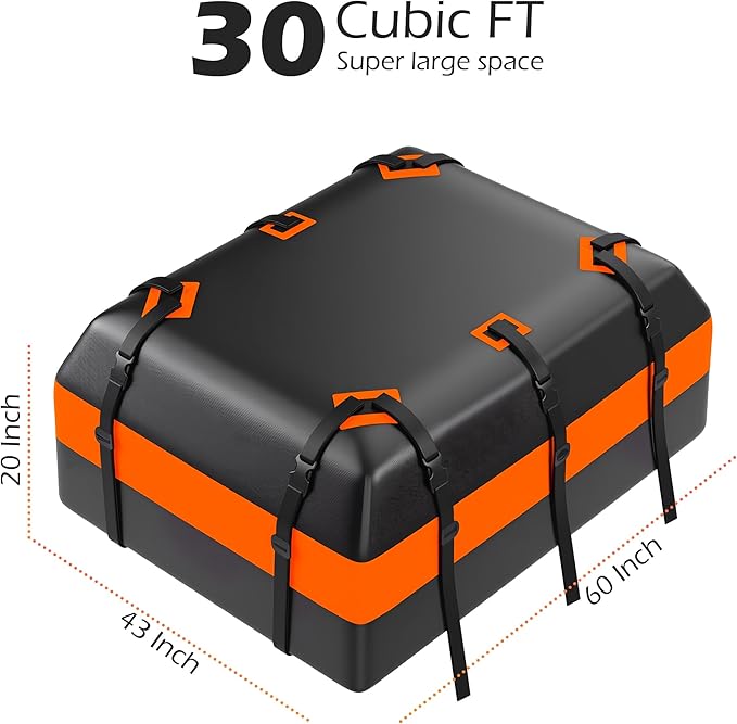Rooftop Cargo Carrier, Car Top Carrier, Car Luggage Roof Storage Bag, Roof Storage for SUV, Waterproof Vehicle Soft-Shell Carriers, Straps, Anti-Slip Mat, Lock, 840D PVC