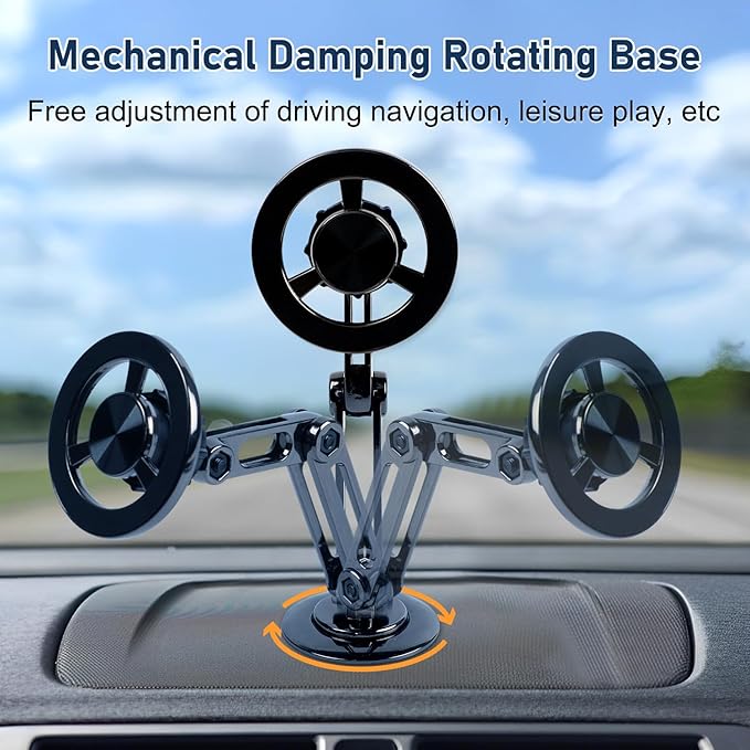 Universal 360° PRO Magnetic Suction Phone Holder Car,Alloy Folding Magnetic Cell Phone Holder for Car [Super Strong Magnet] Bracket Magnetic Dashboard Phone Car Mount for All Smartphone (Black)