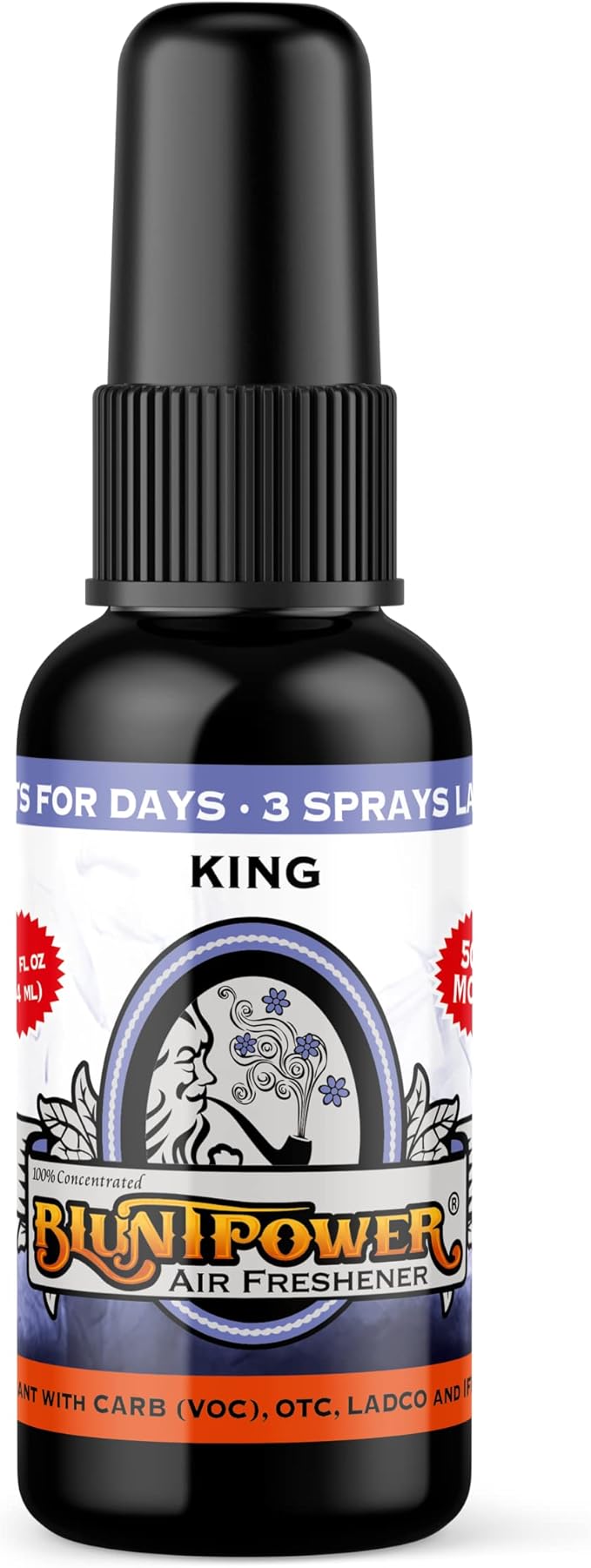 BluntPower (King, 1 Pack) Concentrated Air Freshener for Room and Car - Oil-Based Diffuser Spray Bottle - Long-Lasting Bathroom, Car Freshener, & Odor Eliminator