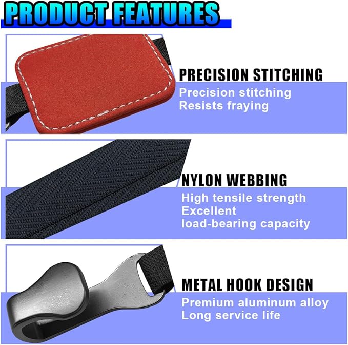 2PCS Car Seat Headrest Hooks, Stylish Suede Automotive Backseat Storage Hanger, Universal Vehicle Interior Seat Organizer Accessories for Purse, Handbag, Umbrella, Grocery (Red)