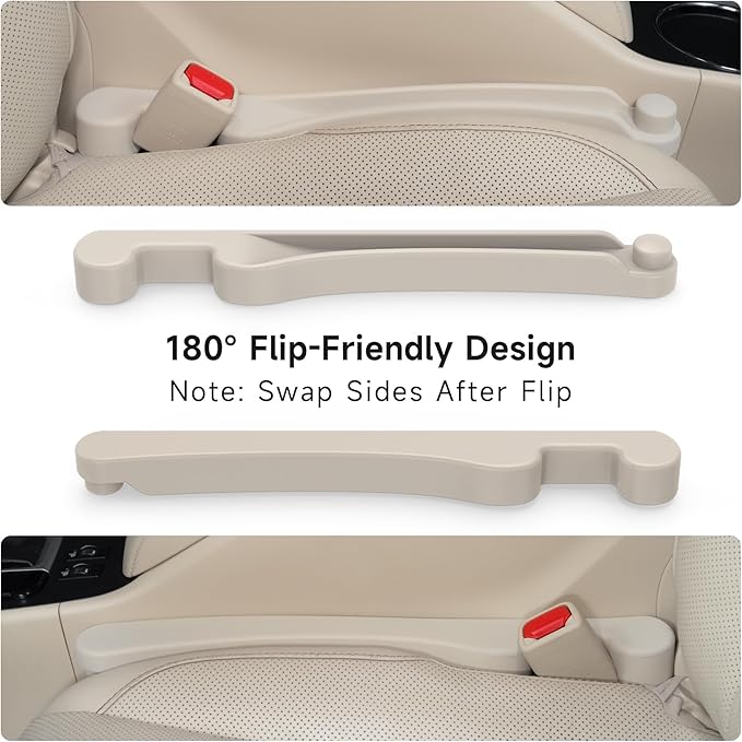 Givifive Car Seat Gap Filler Set of 2, 3IN1 Seat Side Gap Filler Plug with Storage Slot & Hook Function, Soft Foam Universal Fit Car SUV Truck Fill Gap Between Seats Console Organizer（Narrow Ivory）