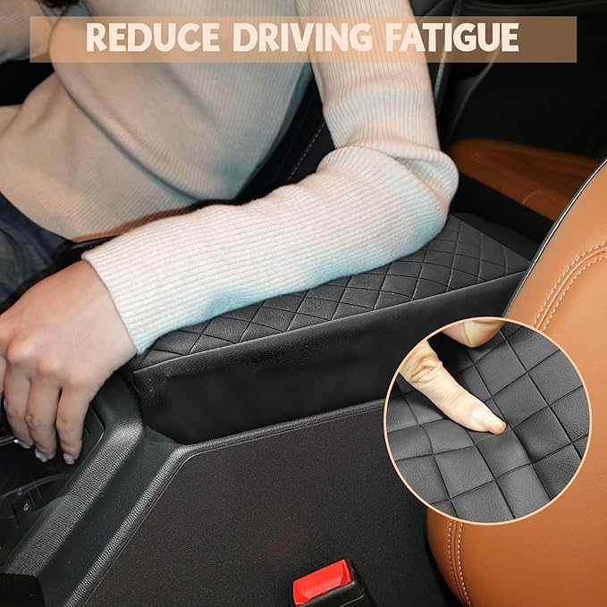 Center Console Cover Compatible with Ford Bronco 2021-2025 2/4 Doors Leather Armrest Box Cushion Cover Middle Console Pad