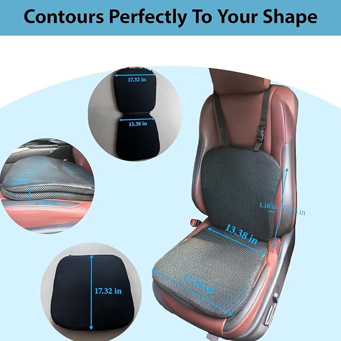 Semi Truck Seat Cushion with Lumbar Support - 2-Pieces Foldable & Separable for Truck Drivers - Pressure Relief & Enhanced Comfort - Heavy Duty Adjustable Car Seat Back Cushion for Men & Women