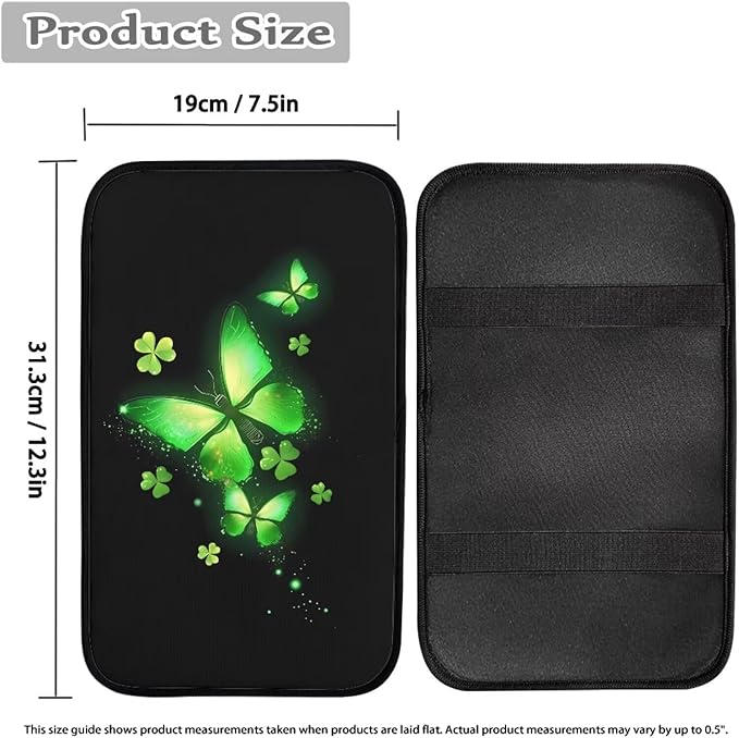 Butterfly Auto Center Console Armrest Covers, Armrest Cover Pad Universal Fit Vehicle, SUV, Truck Car Accessories Interior St. Patrick's Day Decor