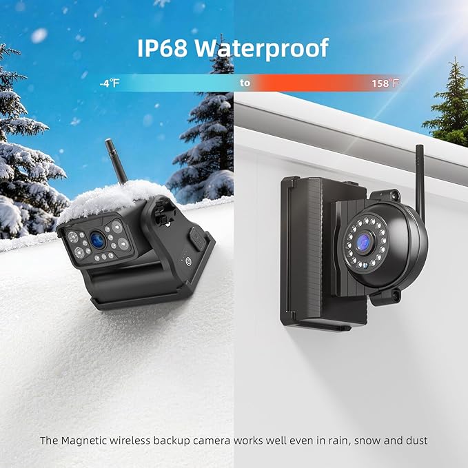 ZEROXCLUB Magnetic Wireless Backup Camera: 7" HD 1080P DVR Monitor with 1 Rear View, 2 Side View Cameras, IR Night Vision, Portable Rechargeable Camera for RV/Trailer/5 Wheels/Camper BC703