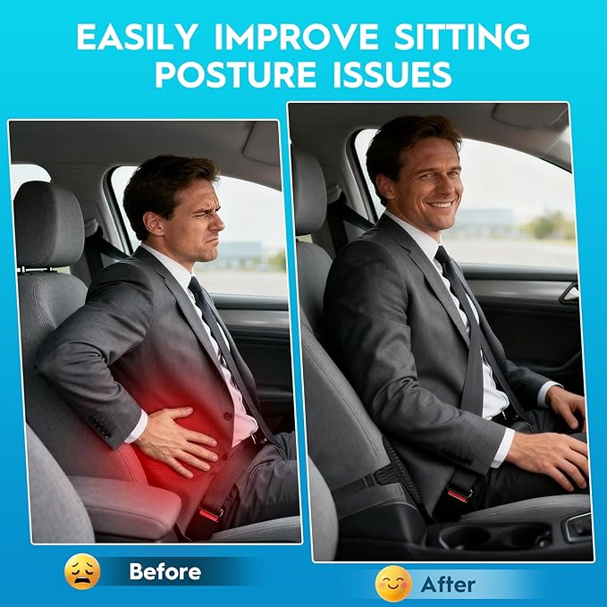 Niceeday Lower Back Support Cushion Lumbar Support Pillow for Office Chair, Memory Foam Lumbar Pillow for Lower Back Pain Relief Car Seat,Black