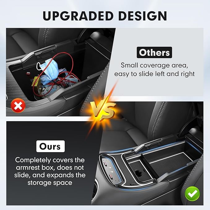 Autorder 2PCS Center Console Organizer for 2021-2024 Toyota Venza Accessories Armrest Storage Box Secondary Insert Tray Center Console Armrest Tray with Nonslip Mats