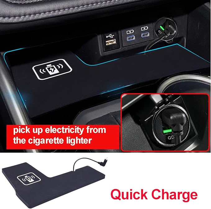 YIYUQIN Car Wireless Charger for Toyota Highlander 2020 2021 2022 2023 Accessories15W Fast Charger Pad Non-Slip Wireless Car Charger