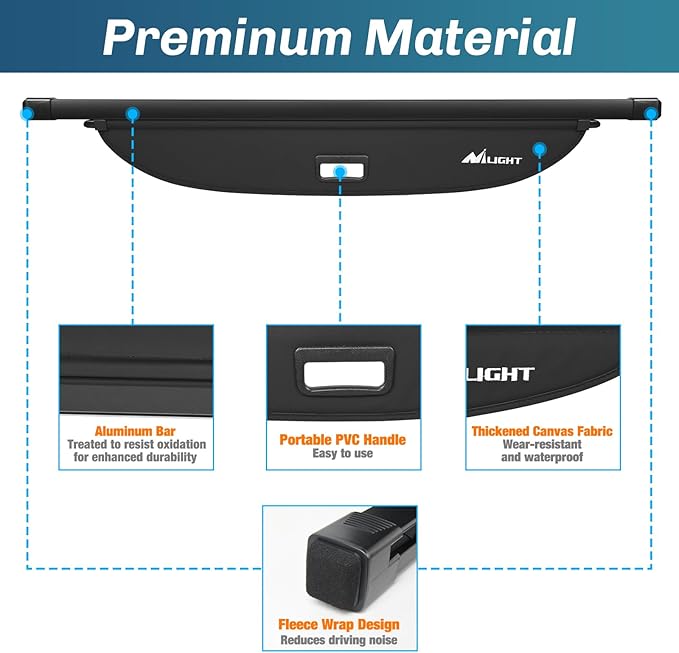 Nilight Trunk Cargo Cover for Toyota RAV4 Accessories 2013 2014 2015 2016 2017 2018, Retractable Security Shade Rear Cargo Cover, with Trunk Storage Net, 1-Pack