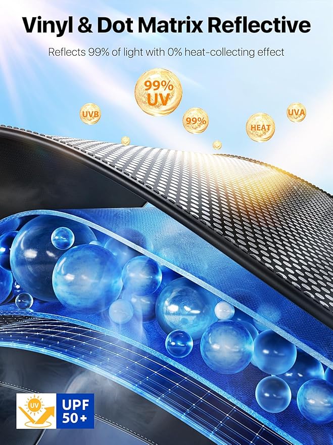 2026 Upgraded Nmoiss Car Windshield Sun Shade [Dot Matrix Reflective Coating] Extended Edge No Light Leakage Design Cooling Protect Car Interior from UV Damage Small