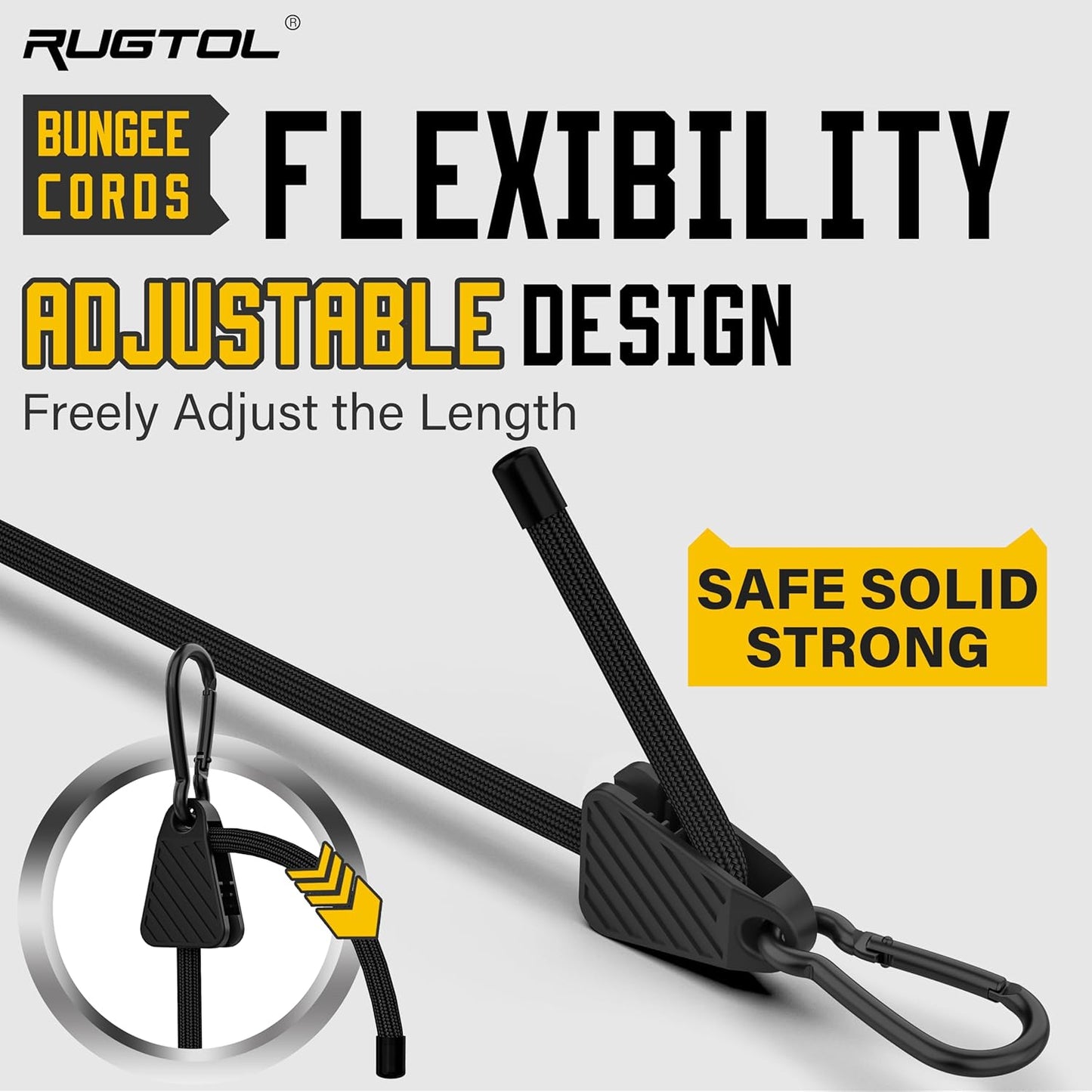 Bungee Cords with Hooks, Upgrade 36 inch Adjustable Bungee Cords with Carabiner Hooks, Easy to Adjust from 7'' to 36'' Elasticity UV-Resistance Bungee Straps Heavy Duty for Bike, Cargo, Tent, 12 Pack