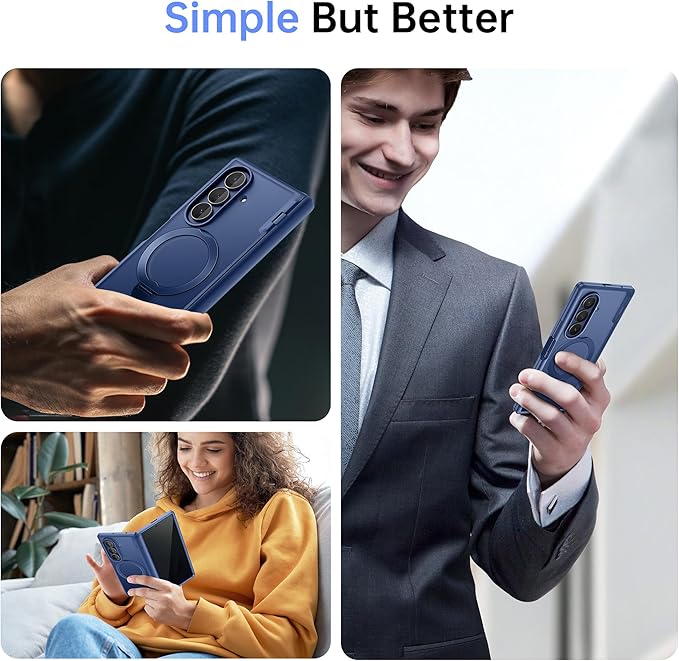 MOBOSI for Z Fold 7 Case with Rotatable Ring Stand & Privacy Screen Protector, Compatible with Magsafe, 18FT MIL-Grade Protection, Magnetic Shockproof Slim Case for Samsung Galaxy Z Fold7, Blue