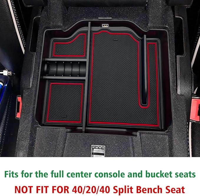 JOJOMARK Center Console Organizer fits for Dodge RAM 2025 2024 2023 2022 2021 2020 2019 1500 2500 3500 Accessories Interior Storage Box Armrest Storage Tray (Red)
