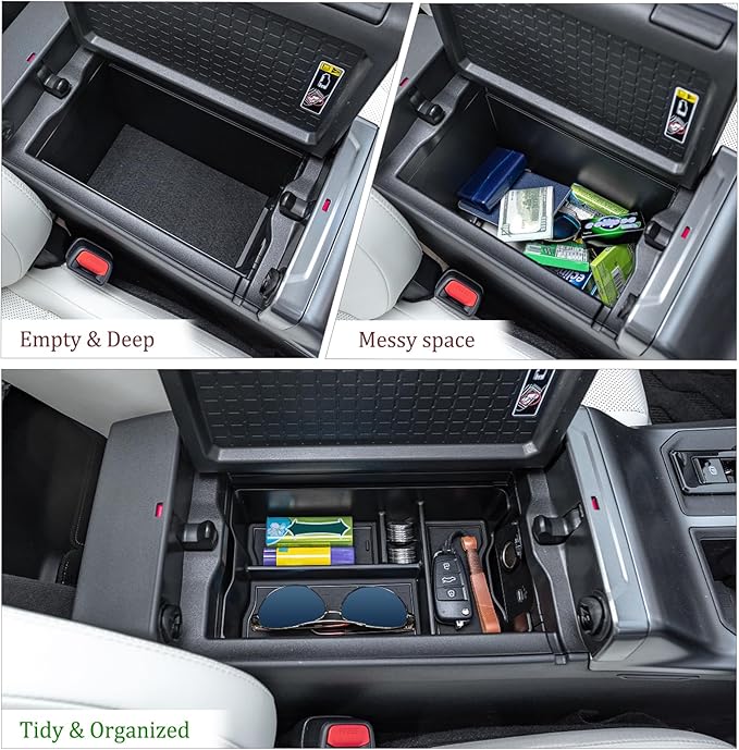 JDMCAR Center Console Organizer Compatible with 2026 Toyota Rav4, Insert ABS Secondary Storage Tray with Non-Slip Silicone Liner for RAV-4 Interior Accessories