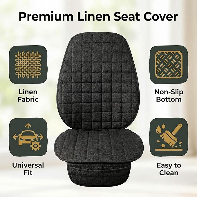 Suninbox Linen Car Seat Covers, Bottom Seat Covers for Car,Car Seat Cushion,Car Seat Pad[Black]