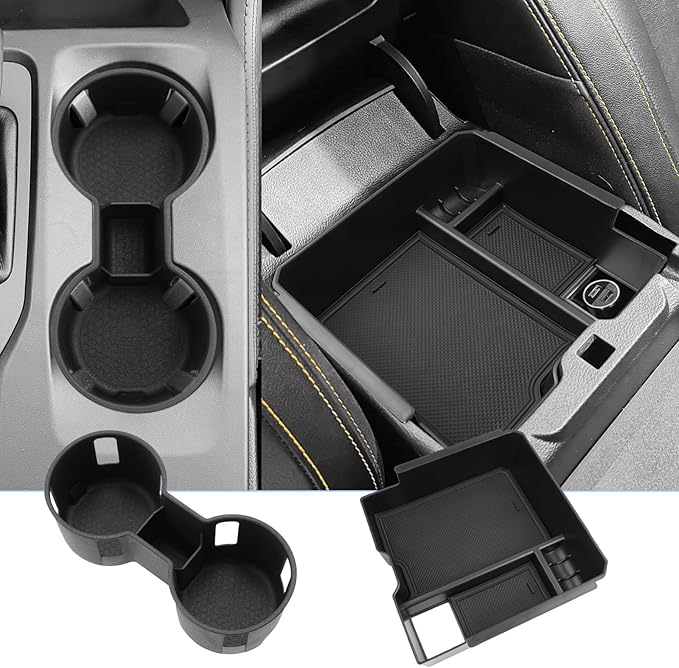 BIXUAN 2024-2026 Ranger Center Console Organizer for 2024 2025 2026 Ford Ranger Armrest Insert Tray+Console Cup Holder Middle Console Armrest Storage Box 2026 Ranger Accessories