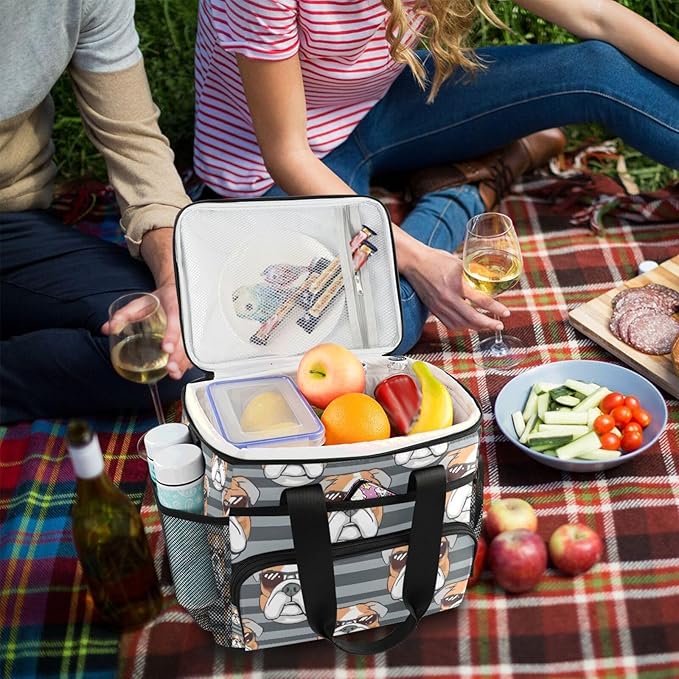 Cooler Bag Insulated Picnic Bag Large Lunch Box Reusable Tote Bag Soft Sided Portable Beach Cooler Grocery Camping