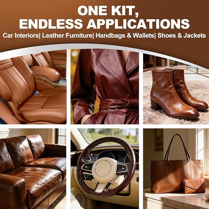 Leather Cleaner and Conditioner for Couch: Complete 2-Step Care Set for Car Interior Furniture Sofa Shoes Bags & Jackets - Restores Dry Cracked Faded & Scratched Leather