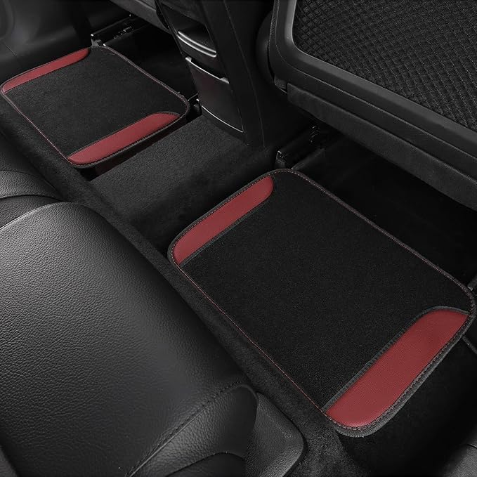 CAR PASS Faux Leather Steering Wheel Cover and Waterproof Car Floor Mats, Universal Car Combo Fit for 95% Sedan,SUV,Cars, 14.5-15inch Sporty Anti-Slip Safety Comfortable Design Burgundy