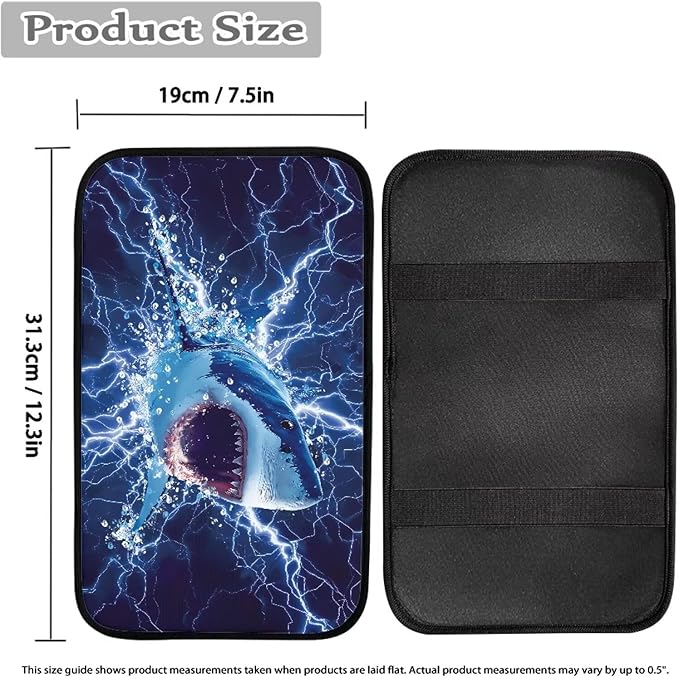 Shark Design Car Center Console Cover Armrest Pad Cover Universal Car Arm Rest Seat Storage Box Mat Non Slip Interior Accessories
