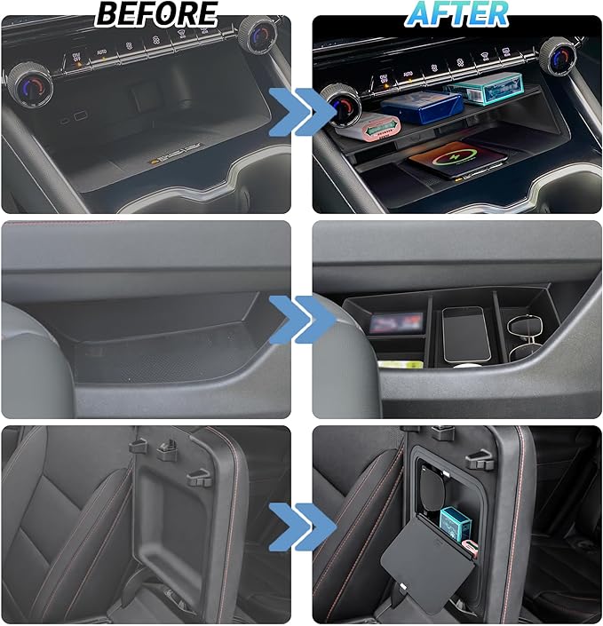 Center Console Organizer Compatible with 2024-2026 Chevy Traverse Accessories, Divider Compartment Tray＆Console Bottom Storage Box＆Armrest Hidden Insert Tray (Not fit 2024 Traverse Limited)