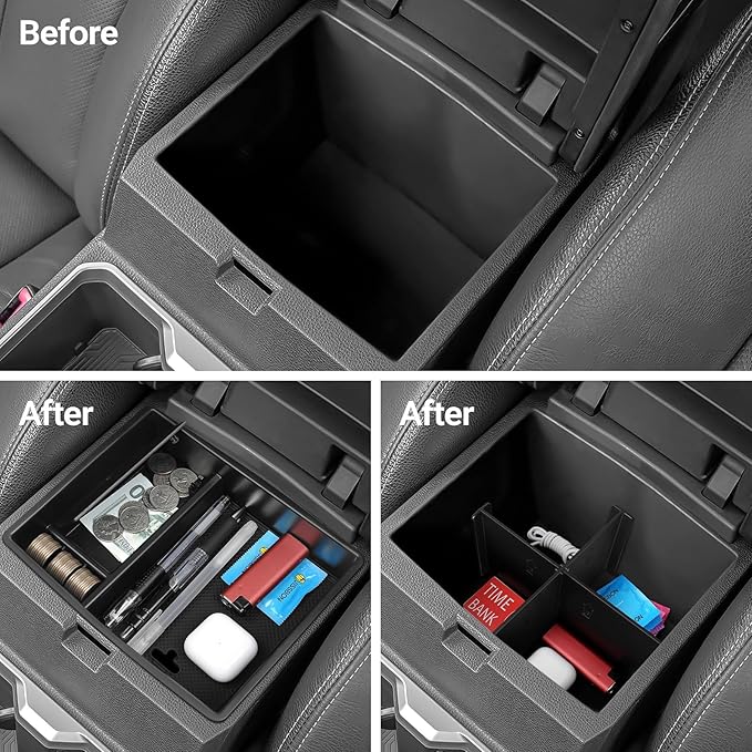 YOJOJOCO 2PCS Center Console Organizer Compatible with Toyota 2026 2025 2024 Tacoma Accessories ABS Plastic Material Hidden Storage Box Dividers Organizer