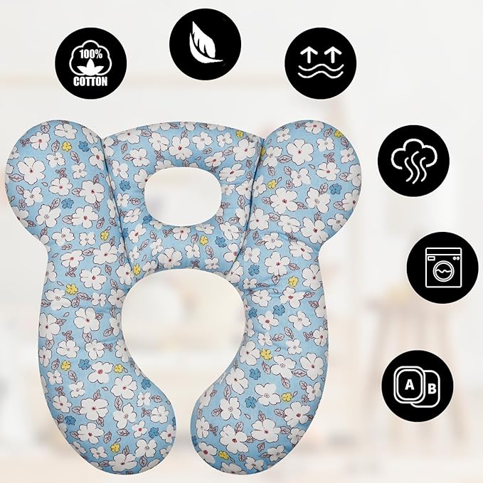 Baby Travel Pillow, Infant Kid's Cushion Soft and Skin Friendly for Car Seat, Pushchair and Stroller (Style A)