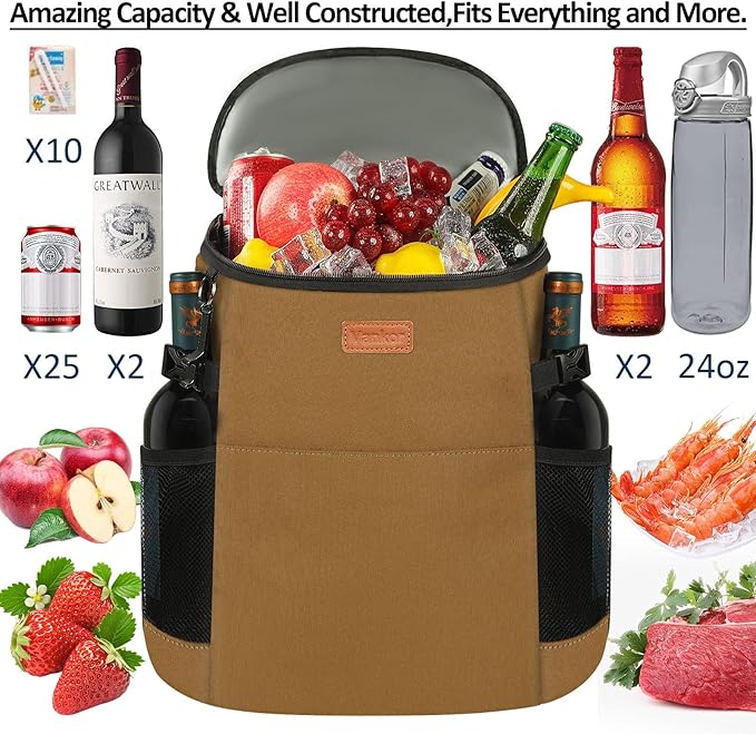 Camping Cooler Backpack 30 45 Cans, Soft Backpack Coolers Insulated Leak Proof Travel Cooler Bag Waterproof Lunch Picnic Beach Work Trip Thermal Bag Drink Beverage Beer Bag Cooler