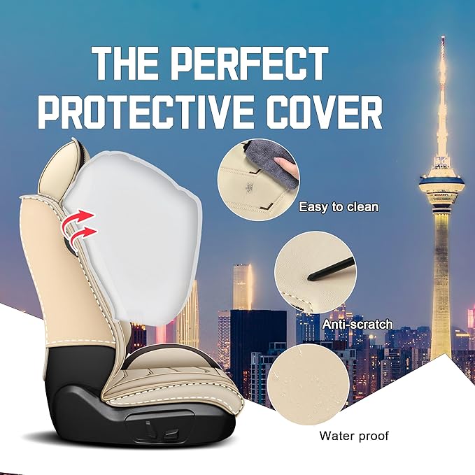 CTDS Car Seat Covers for Honda Civic 2000-2026, Stylish Sport Seat Cover, Premium Nappa Leather Car Seat Cover. Automobile Seat Covers Sets.(Standard 2 Seats/Beige)