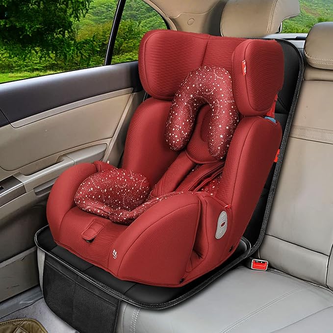 XHYANG Car Seat Protector 1 Pack Car Seat Cushion Mat Thickest Padding,Waterproof 600D Fabric Car Seat Covers for Non-Slip Backing Mesh Pockets for Baby and Pet (Black, 2 Pcs)