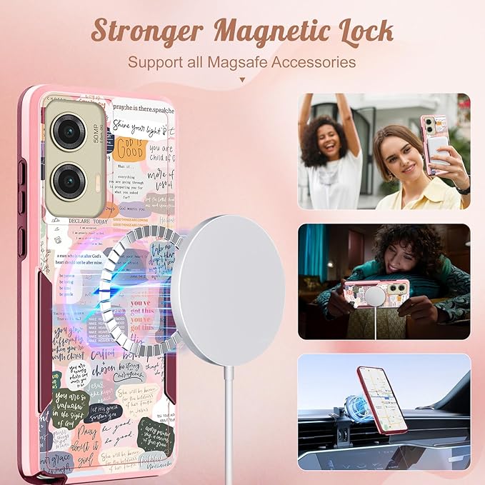 for Moto G Stylus 5G 2024 Case - Compatible with MagSafe Women Girls Cute Magnetic Phone Cover Girly Kawaii Unique Pretty Heavy Duty Shockproof Design for Motorola Moto G Stylus 5G 2024 Cases