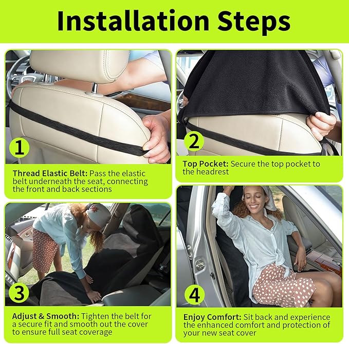 Leader Accessories Black Waterproof Sweat Towel Seat Cover Universal Non-Slip for Car Truck SUV Seat for Dog & Kid Workout Outdoor OR Sport Activities