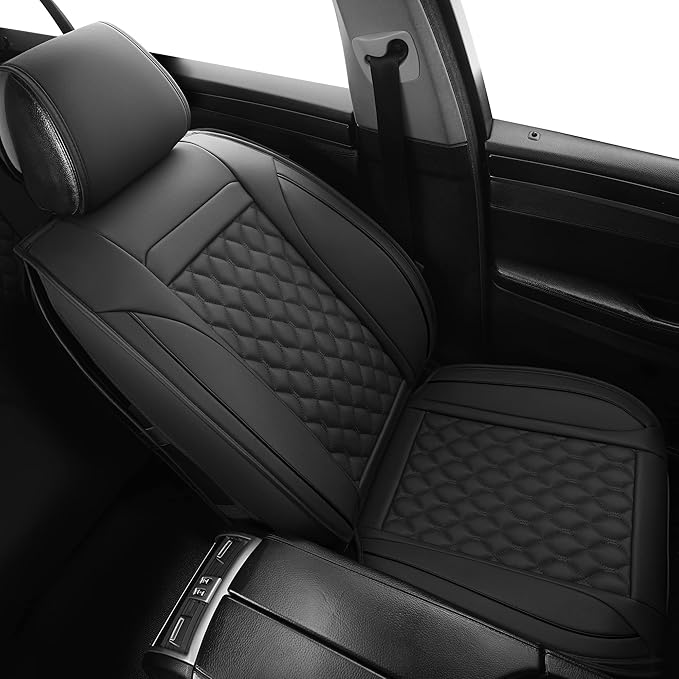 Car Seat Covers Front Pair,Universal Fit for Most Cars,SUV,Sedans and Pick-up Trucks,Automotive Faux Leather Vehicle Cushion Covers(Front Pair,Black)