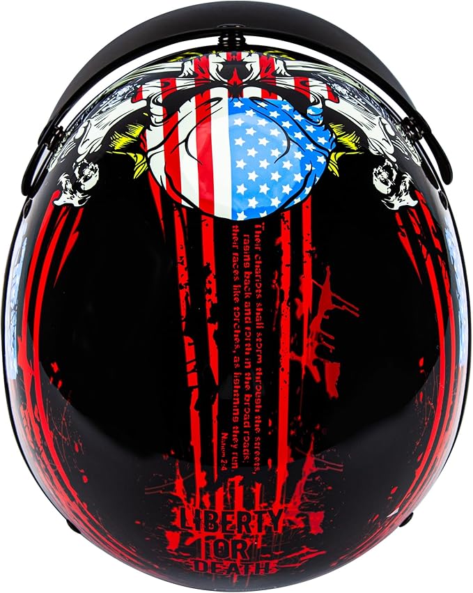Cartman Cruiser Scooter Motorcycle Half Face Helmet, American Flag Skull USA Graphics, DOT Approved for Bike Scooter ATV UTV Chopper Medium